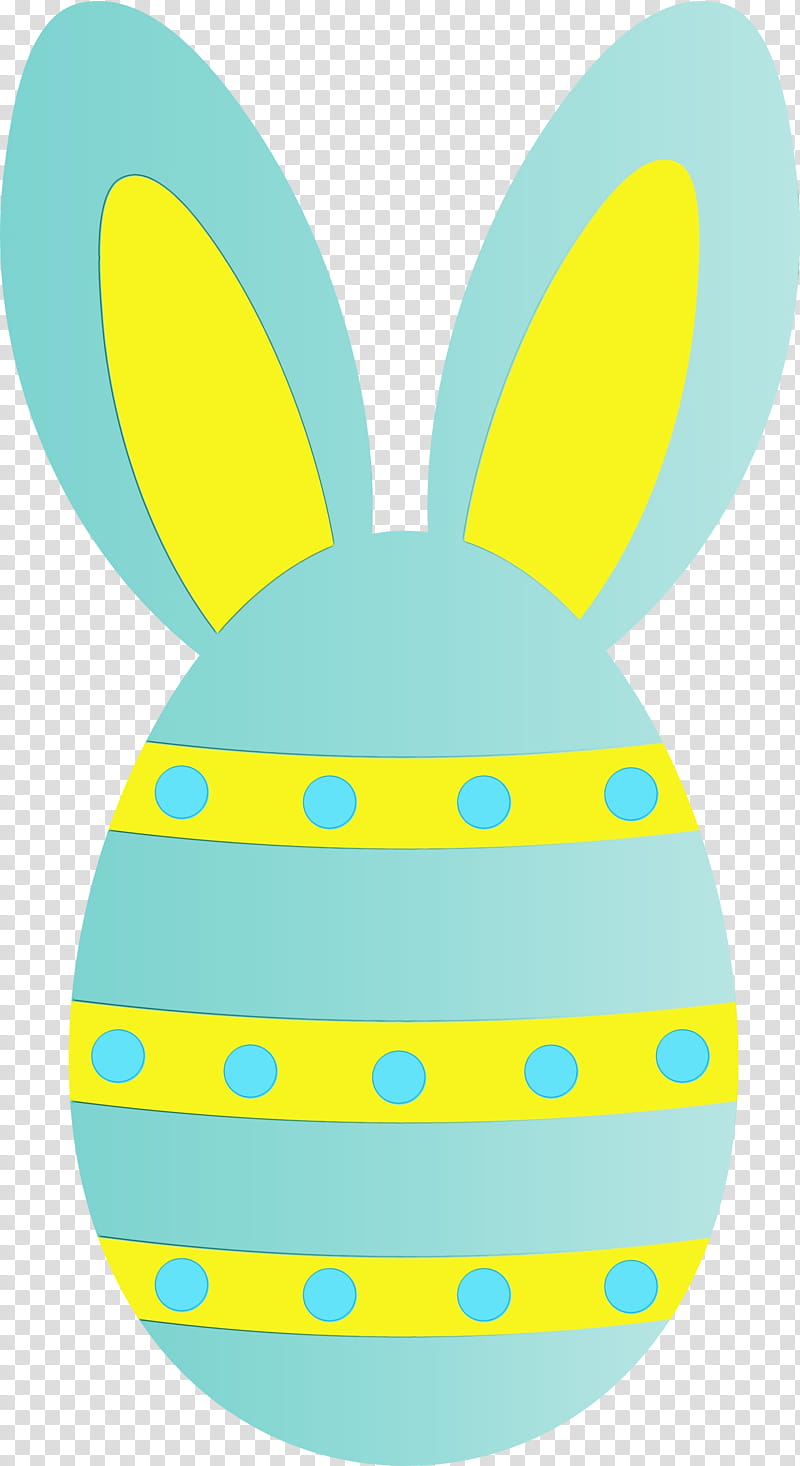 Easter egg, Easter Egg With Bunny Ears, Watercolor, Paint, Wet Ink, Yellow, Turquoise, Easter Bunny transparent background PNG clipart