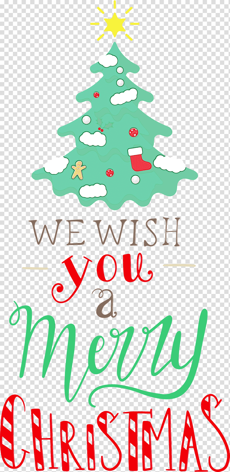 Christmas tree, Merry Christmas, We Wish You A Merry Christmas, Watercolor, Paint, Wet Ink, Christmas Day transparent background PNG clipart