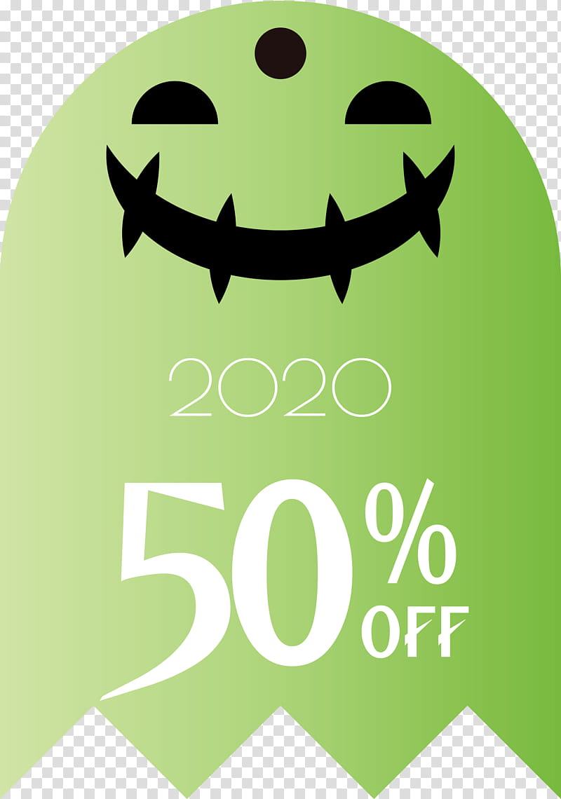 Halloween discount Halloween Sales 50% Off, 50 Off, 50 Discount , Logo, Green, Meter transparent background PNG clipart