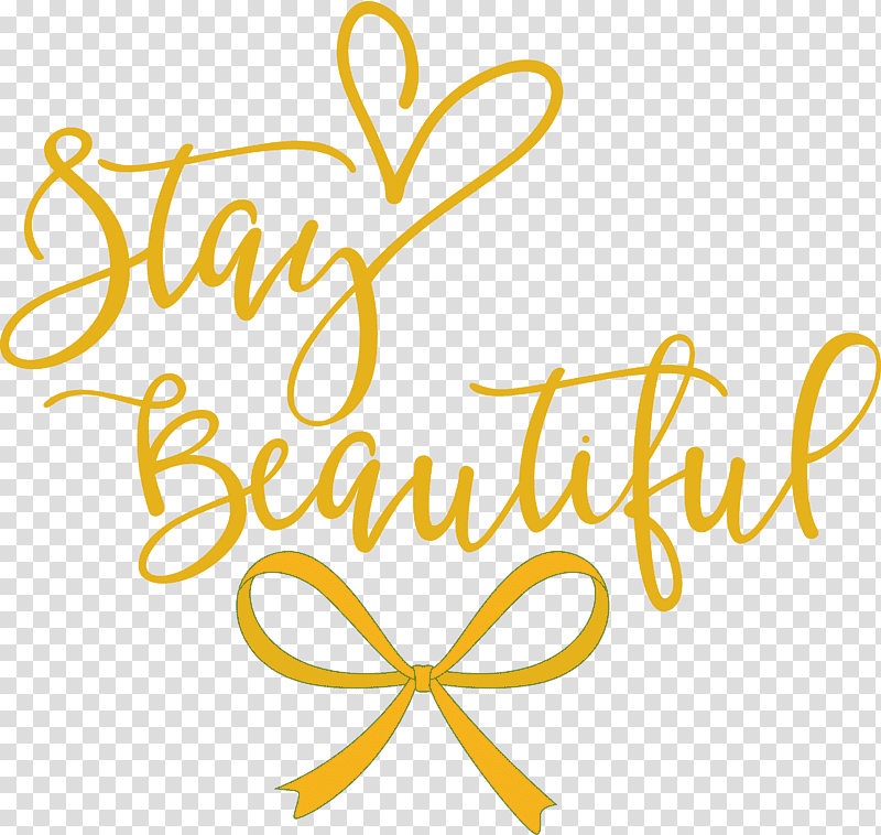 Stay Beautiful Beautiful Fashion, Logo, Calligraphy, Yellow, Line, Meter, Flower transparent background PNG clipart