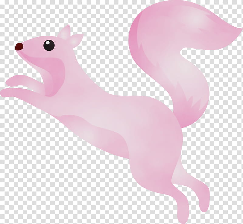 pink squirrel cartoon animal figure tail, Watercolor Squirrel, Paint, Wet Ink transparent background PNG clipart