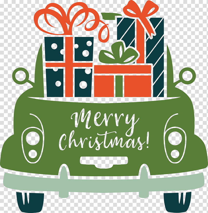 Merry Christmas Car, Green, Vehicle transparent background PNG clipart