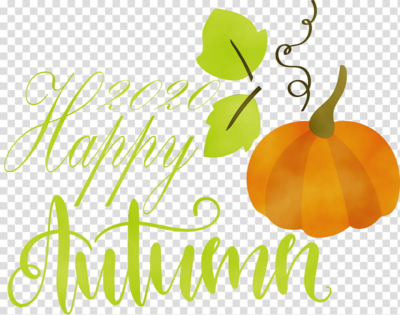 Pumpkin, Happy Autumn, Happy Fall, Watercolor, Paint, Wet Ink, Gourd, Winter Squash transparent background PNG clipart