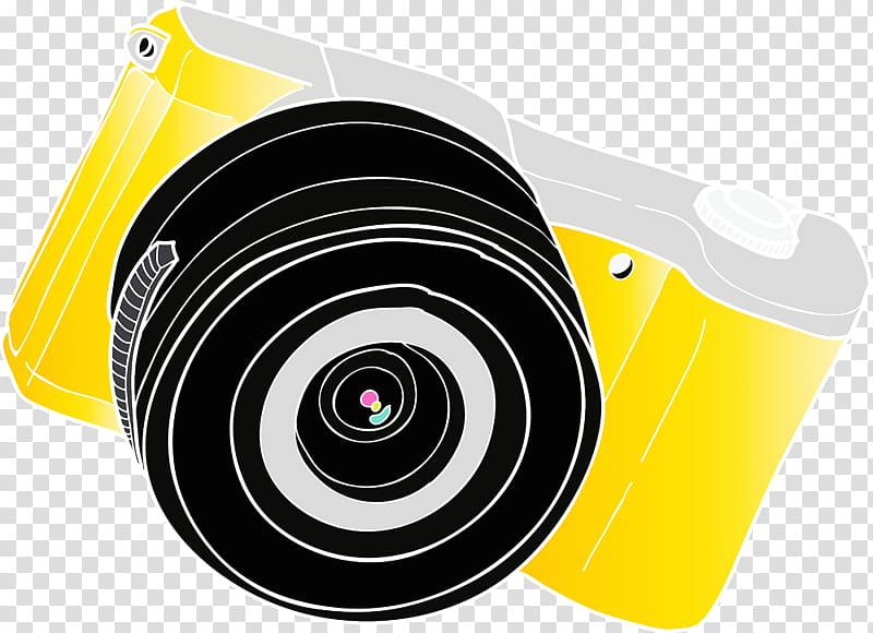 Camera lens, Cartoon Camera, Yellow, Angle transparent background PNG clipart