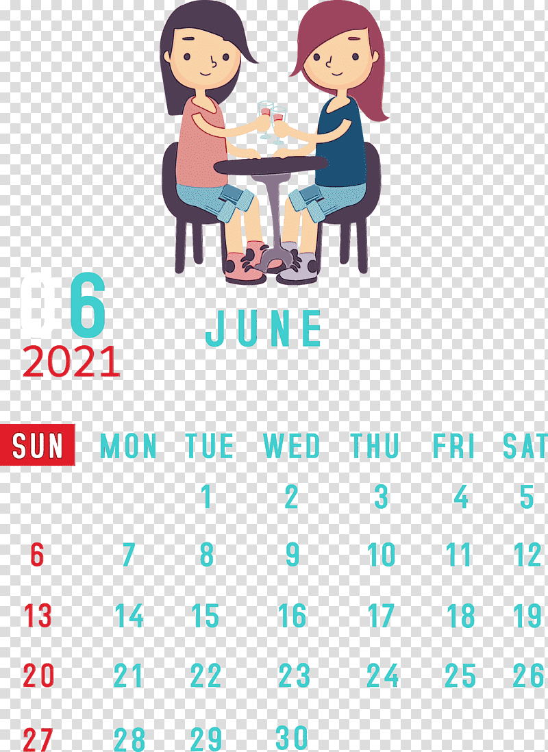 New Year, 2021 calendar, June 2021 Printable Calendar, Watercolor, Paint, Wet Ink, Calendar System transparent background PNG clipart