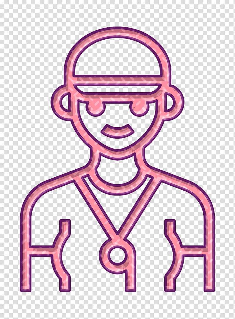 Coach icon Occupation Woman icon Trainer icon, Head, Pink, Line Art, Finger, Sticker transparent background PNG clipart