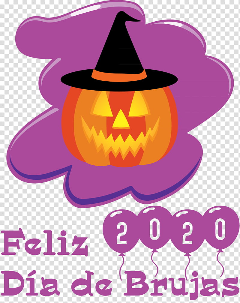 Feliz Día de Brujas Happy Halloween, Logo, Pumpkin, Hat, Purple, Meter transparent background PNG clipart
