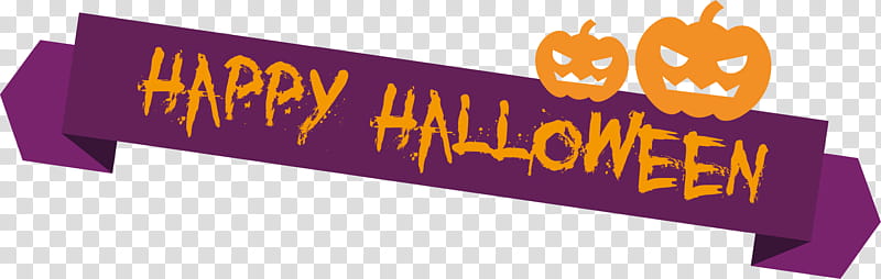 Happy Halloween Banner, Logo, Slogan, Violet, Orange Sa, Pumpkin transparent background PNG clipart
