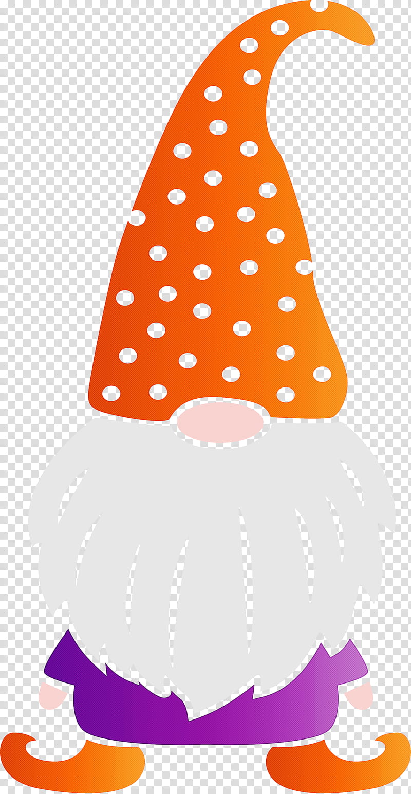 Gnome, Polka Dot, Pink, Orange, Costume Accessory, Cone, Party Hat, Party Supply transparent background PNG clipart