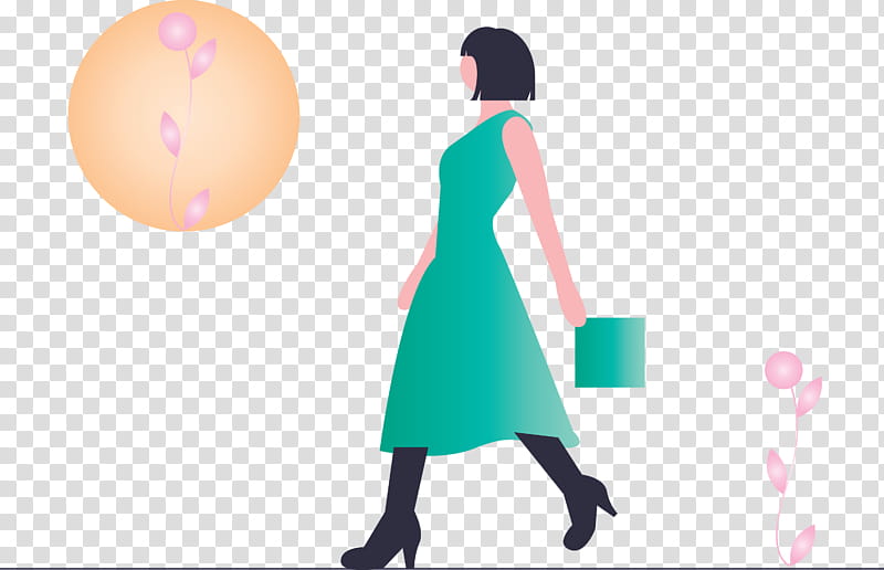 Art thinking, Green, Standing, Pink, Dress, Animation, Gesture, Style transparent background PNG clipart