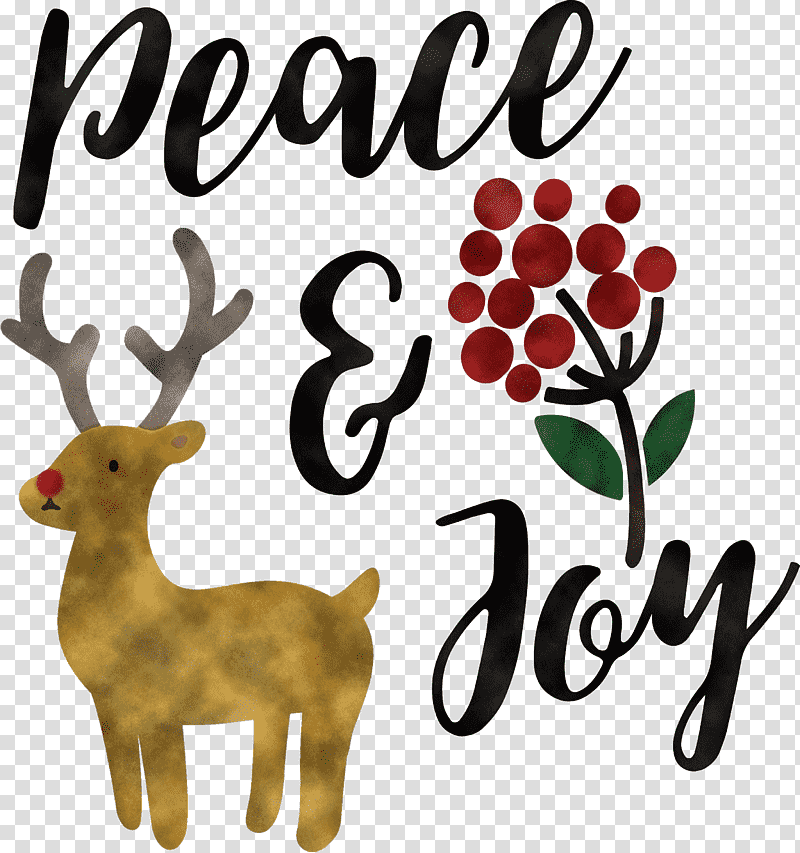 Peace and Joy, Reindeer, Rudolph, Santa Claus, Holiday, Rudolph The Red, Nosed Reindeer transparent background PNG clipart