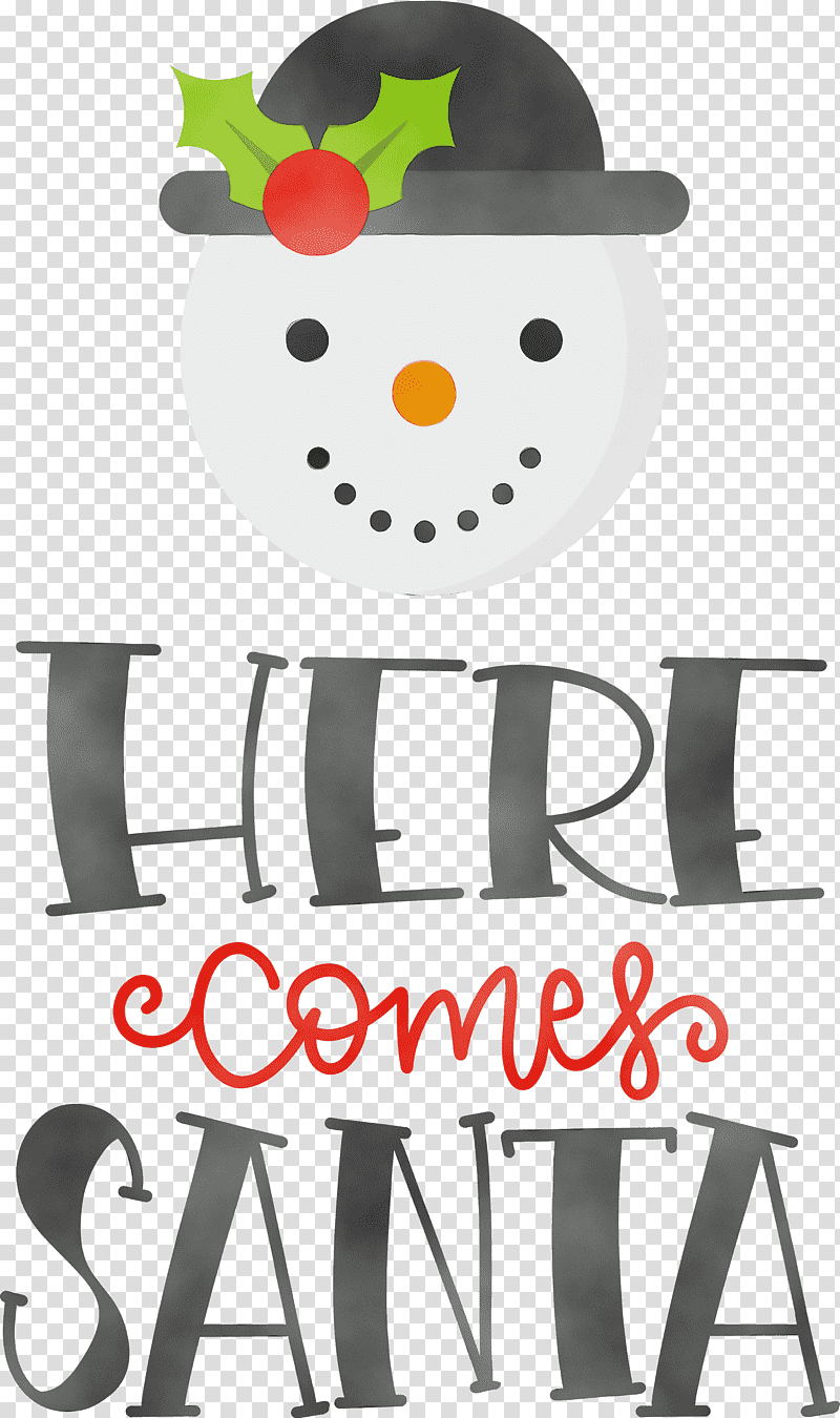 Snowman, Here Comes Santa, Christmas , Watercolor, Paint, Wet Ink, Logo transparent background PNG clipart