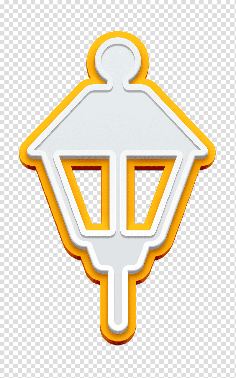 buildings icon Streetlight icon Lamp icon, Logo, Emblem, Yellow, Meter transparent background PNG clipart