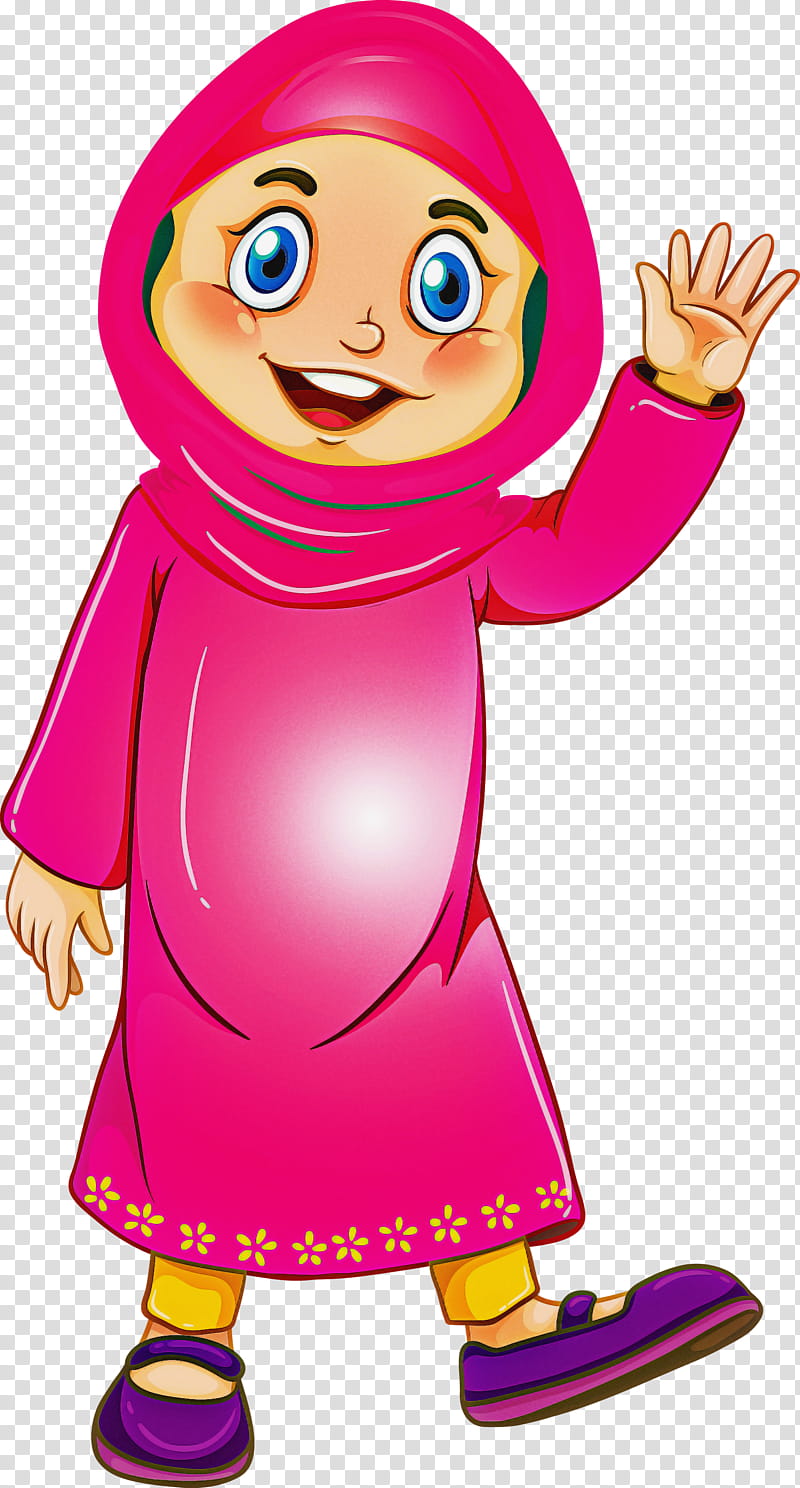 Muslim People, Cartoon, Pink, Finger, Gesture, Child transparent background PNG clipart