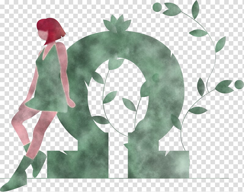 Omega Girl Modern, Green, Leaf, Plant, Tree, Symbol transparent background PNG clipart