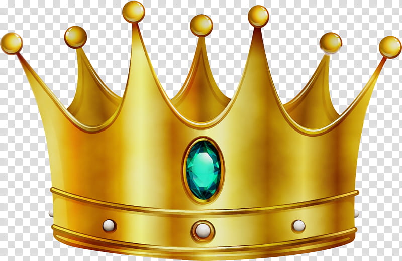 Crown, Watercolor, Paint, Wet Ink, Yellow, Metal transparent background PNG clipart