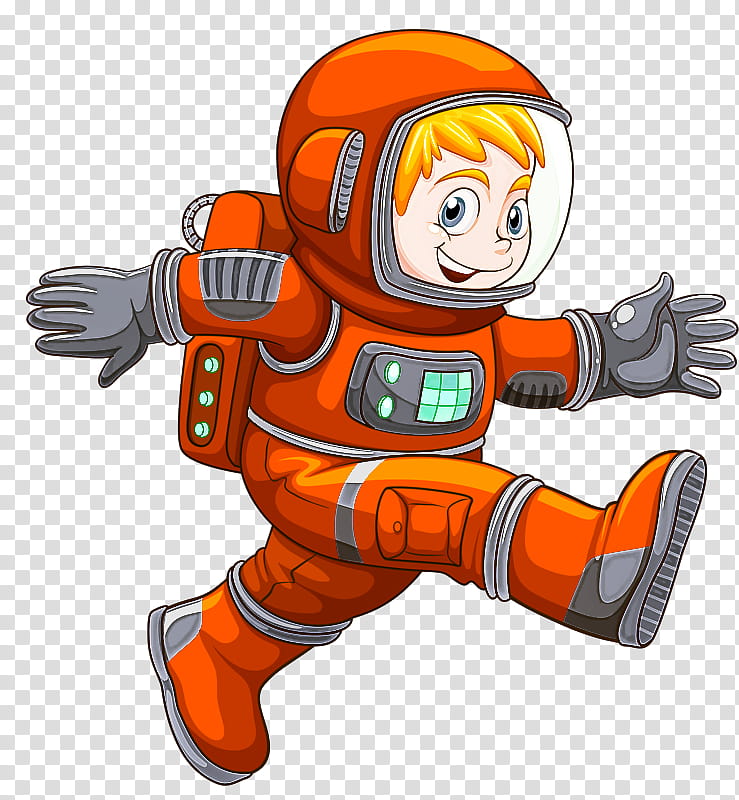 Astronaut, Cartoon, Astronaut, Orange, Animation, Football Fan Accessory transparent background PNG clipart