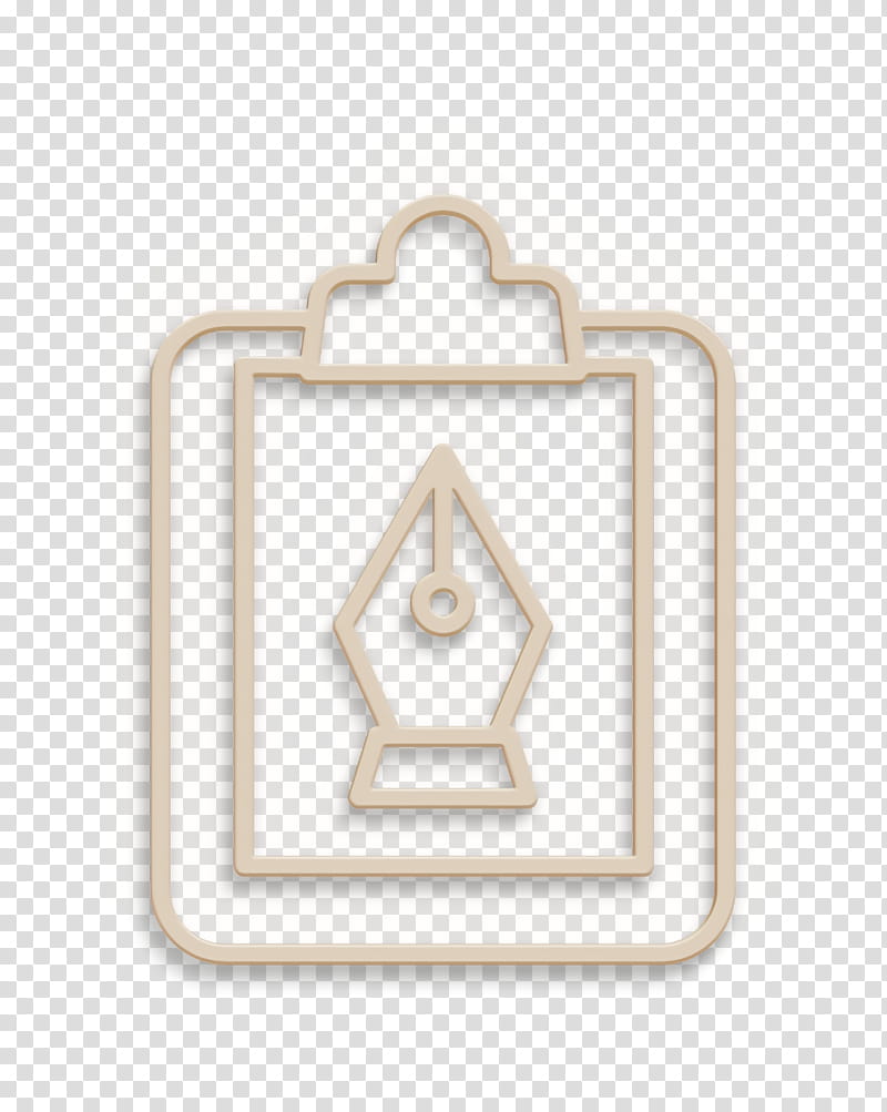 Clipboard icon Creative icon Files and folders icon, Beige, Symbol, Triangle, Metal transparent background PNG clipart