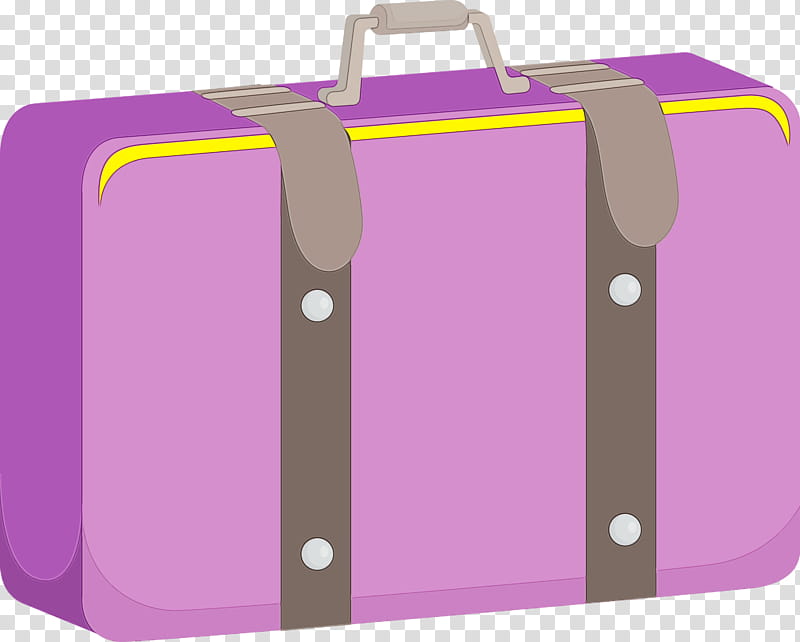 hand luggage baggage rectangle angle bag, Travel Elements, Watercolor, Paint, Wet Ink, Pink M transparent background PNG clipart