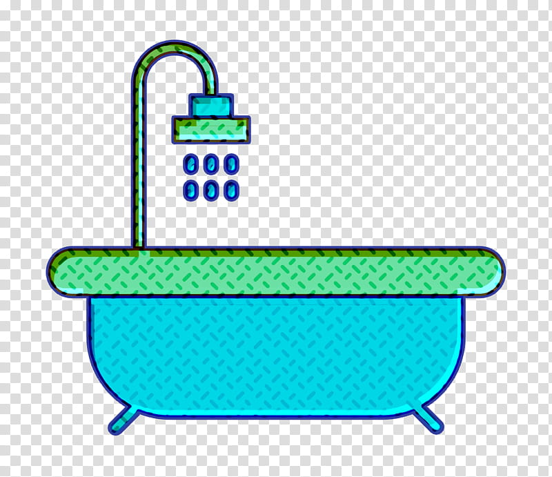 Cleaning icon Hot tub icon Shower icon, Turquoise, Aqua, Line transparent background PNG clipart