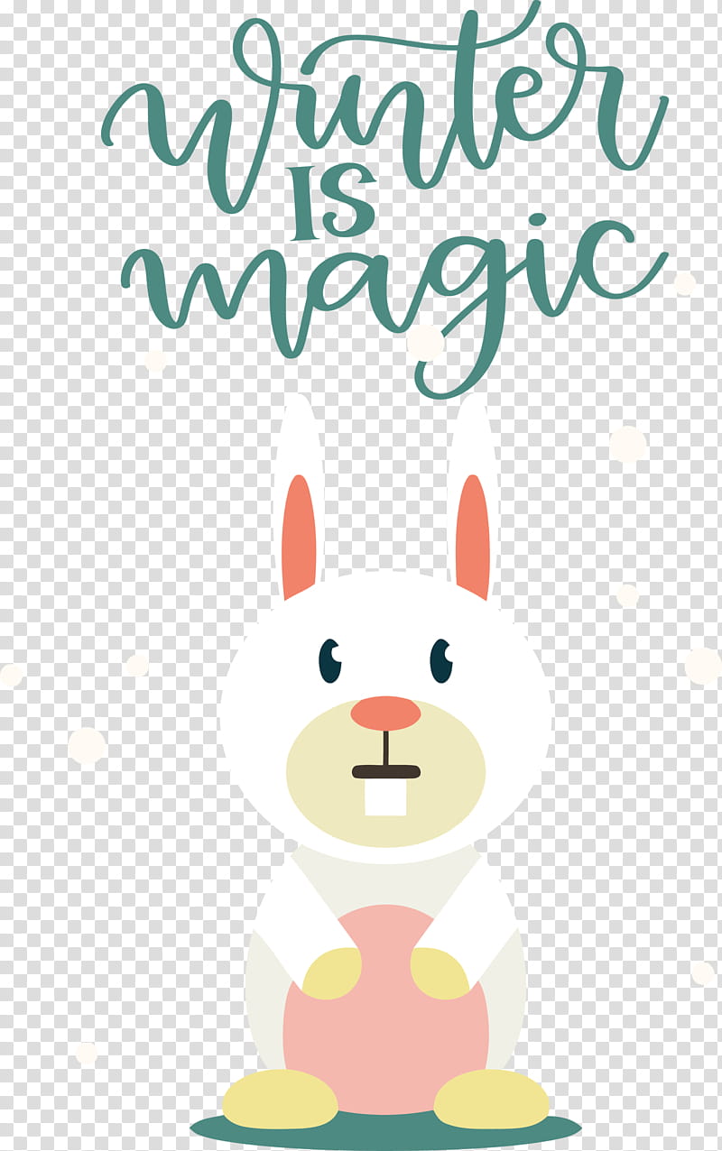 Winter Is Magic Hello Winter Winter, Winter
, Rabbit, Hare, Easter Bunny, Cartoon, Dog, Text transparent background PNG clipart