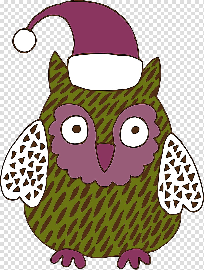 owl bird of prey purple pink, Christmas Owl, Cartoon Owl, Christmas Animal, Headgear, Magenta, Eastern Screech Owl transparent background PNG clipart