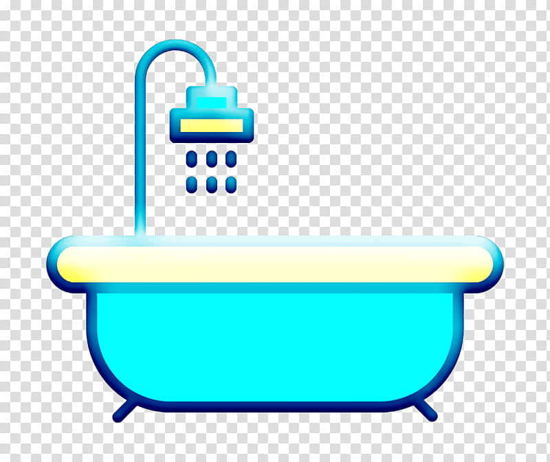 Hot tub icon Shower icon Cleaning icon, Blue, Turquoise, Aqua, Line, Azure transparent background PNG clipart