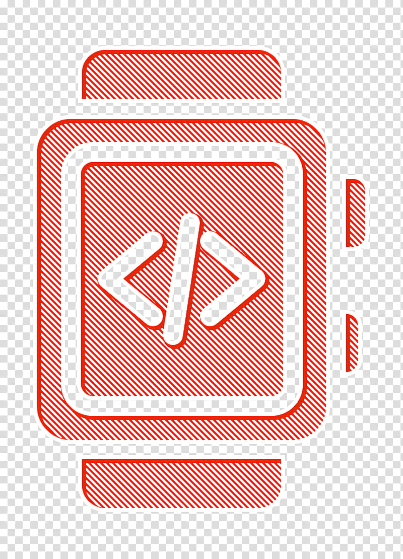 Smartwatch icon Coding icon, Orange, Line, Material Property, Symbol, Logo transparent background PNG clipart