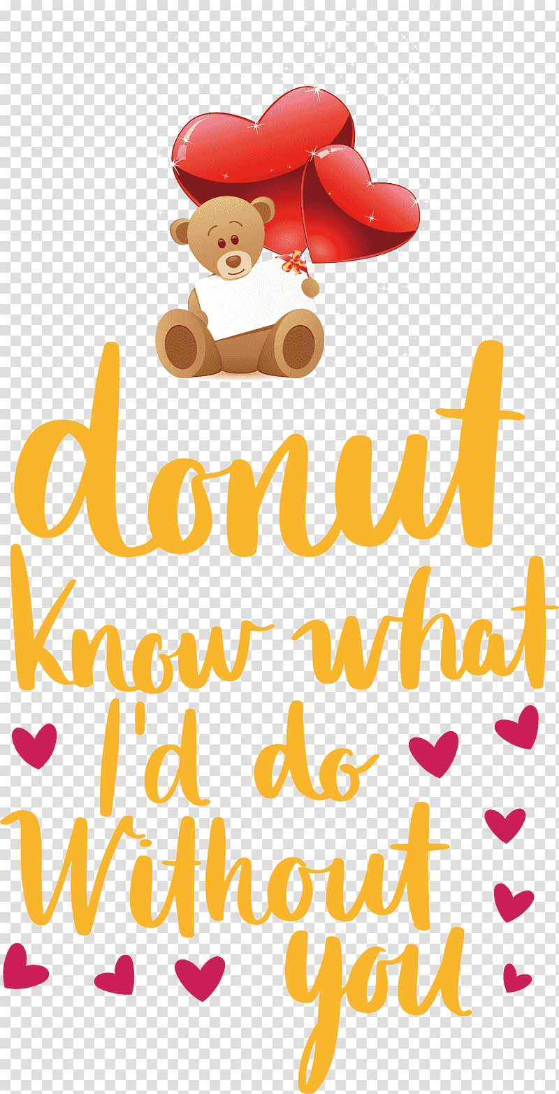 Donut Valentines Day Valentines Day Quote, Cartoon, Line, Happiness, Meter, Teddy Bear, Bears transparent background PNG clipart