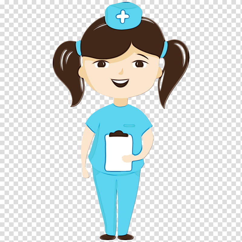 cartoon health care provider animation nurse, Watercolor, Paint, Wet Ink, Cartoon transparent background PNG clipart