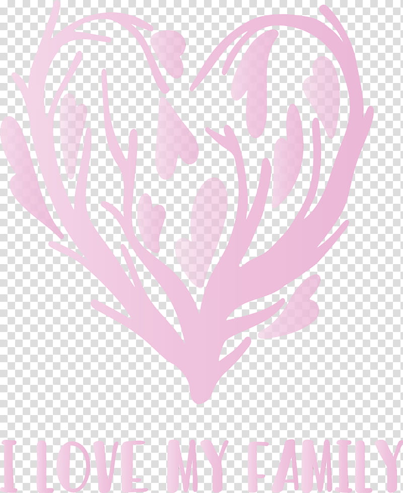 pink heart font love plant, Family Day, I Love Family, Watercolor, Paint, Wet Ink, Logo transparent background PNG clipart